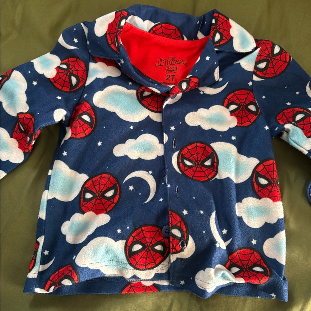 Marvel Spider-Man Blue & Red Kids Fleece Pajama Top